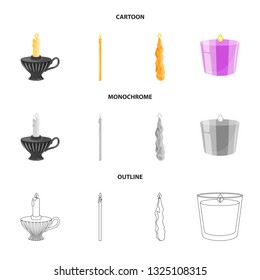 Isolated object of relaxation and flame sign. Collection of relaxation and wax stock vector illustration.