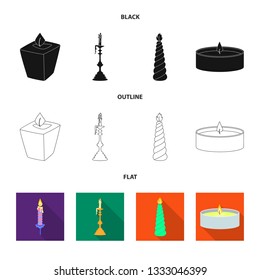 Isolated object of relaxation and flame sign. Set of relaxation and wax stock symbol for web.