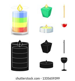 Isolated object of relaxation and flame sign. Collection of relaxation and wax vector icon for stock.