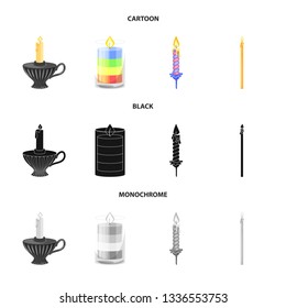 Isolated object of relaxation and flame sign. Collection of relaxation and wax stock symbol for web.