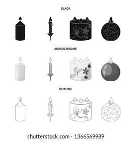 Isolated object of relaxation and flame sign. Collection of relaxation and wax vector icon for stock.
