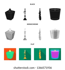 Isolated object of relaxation and flame sign. Collection of relaxation and wax stock symbol for web.