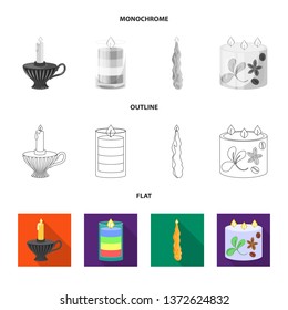 Isolated object of relaxation and flame sign. Collection of relaxation and wax vector icon for stock.