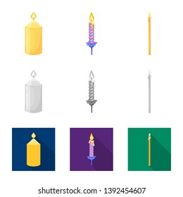 Isolated object of relaxation and flame sign. Collection of relaxation and wax stock vector illustration.
