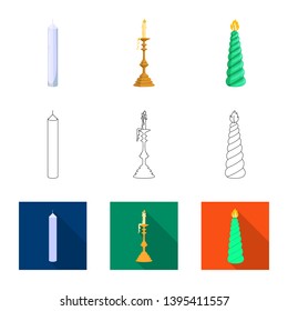 Isolated object of relaxation and flame sign. Collection of relaxation and wax stock vector illustration.