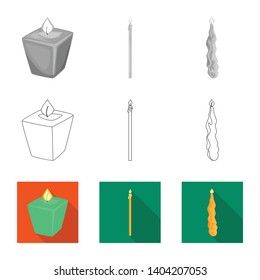 Isolated object of relaxation and flame sign. Set of relaxation and wax stock symbol for web.