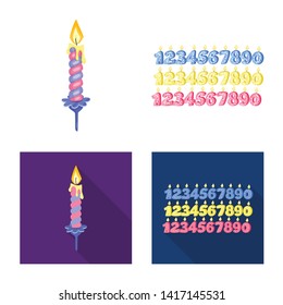Isolated object of relaxation and flame sign. Collection of relaxation and wax stock symbol for web.
