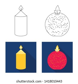 Isolated object of relaxation and flame sign. Set of relaxation and wax stock symbol for web.