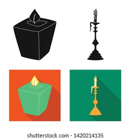 Isolated object of relaxation and flame sign. Collection of relaxation and wax stock symbol for web.