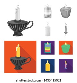 Isolated object of relaxation and flame sign. Collection of relaxation and wax stock symbol for web.