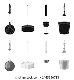 Isolated object of relaxation and flame sign. Collection of relaxation and wax stock vector illustration.