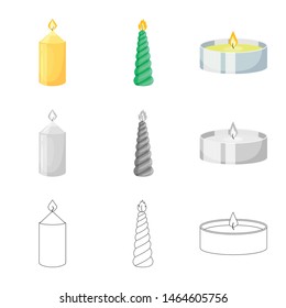Isolated object of relaxation and flame sign. Set of relaxation and wax vector icon for stock.