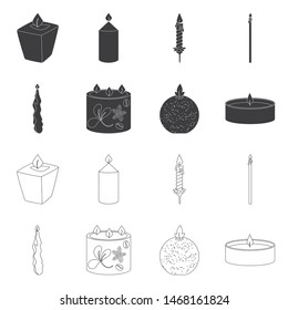 Isolated object of relaxation and flame sign. Collection of relaxation and wax vector icon for stock.