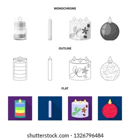 Isolated object of relaxation and flame symbol. Collection of relaxation and wax stock vector illustration.