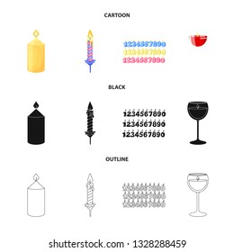 Isolated object of relaxation and flame symbol. Collection of relaxation and wax stock symbol for web.
