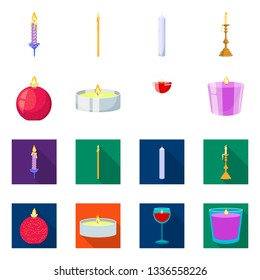 Isolated object of relaxation and flame symbol. Collection of relaxation and wax stock vector illustration.