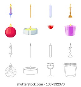 Isolated object of relaxation and flame symbol. Collection of relaxation and wax vector icon for stock.