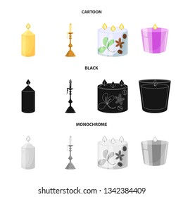 Isolated object of relaxation and flame symbol. Collection of relaxation and wax stock symbol for web.