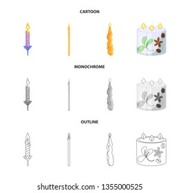 Isolated object of relaxation and flame symbol. Collection of relaxation and wax stock symbol for web.