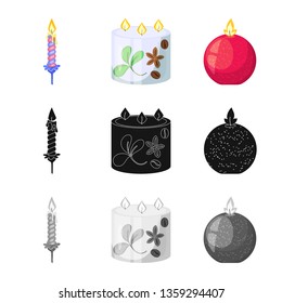 Isolated object of relaxation and flame symbol. Collection of relaxation and wax vector icon for stock.