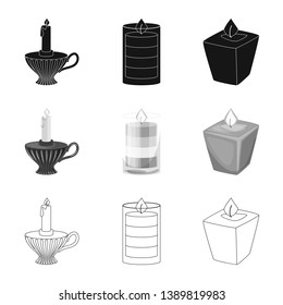 Isolated object of relaxation and flame symbol. Set of relaxation and wax vector icon for stock.