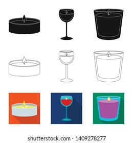 Isolated object of relaxation and flame symbol. Set of relaxation and wax vector icon for stock.