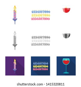 Isolated object of relaxation and flame symbol. Collection of relaxation and wax stock symbol for web.