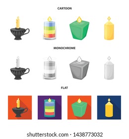 Isolated object of relaxation and flame symbol. Set of relaxation and wax stock symbol for web.