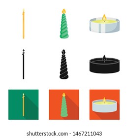 Isolated object of relaxation and flame symbol. Collection of relaxation and wax stock symbol for web.