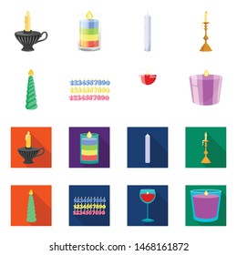 Isolated object of relaxation and flame symbol. Collection of relaxation and wax vector icon for stock.