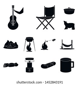 Isolated object of relaxation and rest sign. Collection of relaxation and adventure stock vector illustration.