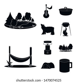 Isolated object of relaxation and rest sign. Set of relaxation and adventure stock vector illustration.