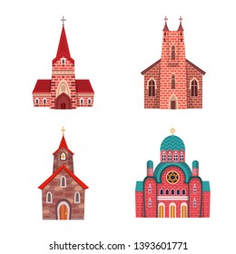 Isolated object of religion and building icon. Set of religion and faith vector icon for stock.