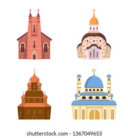 Isolated object of religion and building logo. Collection of religion and faith vector icon for stock.