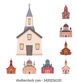 Isolated object of religion and building sign. Set of religion and faith stock vector illustration.