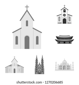 Isolated object of religion and wedding logo. Collection of religion and house  stock symbol for web.