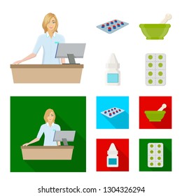 Isolated object of retail and healthcare logo. Set of retail and wellness vector icon for stock.