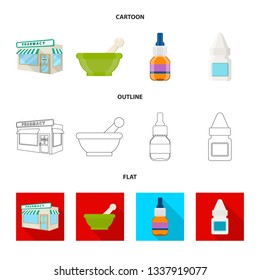 Isolated object of retail and healthcare logo. Set of retail and wellness stock symbol for web.