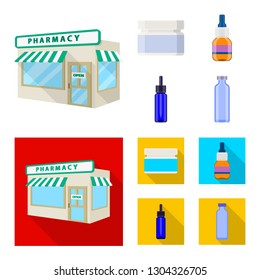Isolated object of retail and healthcare sign. Set of retail and wellness vector icon for stock.