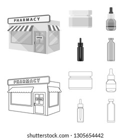 Isolated object of retail and healthcare sign. Collection of retail and wellness vector icon for stock.