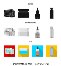 Isolated object of retail and healthcare sign. Set of retail and wellness vector icon for stock.
