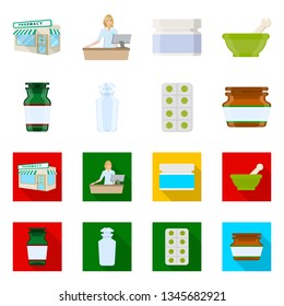 Isolated object of retail and healthcare sign. Set of retail and wellness stock symbol for web.