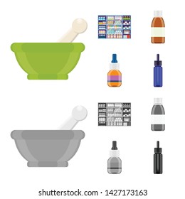 Isolated object of retail and healthcare sign. Set of retail and wellness stock vector illustration.