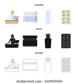 Isolated object of retail and healthcare sign. Set of retail and wellness stock vector illustration.