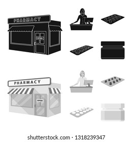 Isolated object of retail and healthcare symbol. Set of retail and wellness stock symbol for web.