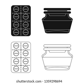 Isolated object of retail and healthcare symbol. Set of retail and wellness stock vector illustration.
