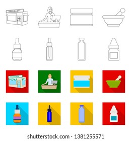 Isolated object of retail and healthcare symbol. Set of retail and wellness stock symbol for web.