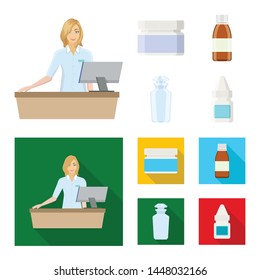Isolated object of retail and healthcare symbol. Set of retail and wellness vector icon for stock.