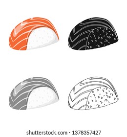 Isolated object of rice and boiled  icon. Set of rice and fish  vector icon for stock.