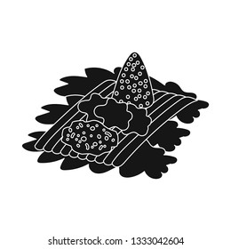 Isolated object of rice and dish logo. Set of rice and curry stock vector illustration.